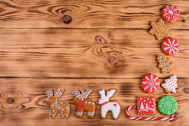 Christmas homemade gingerbread cookies background