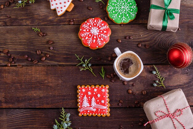 Christmas homemade gingerbread cookies and gifts