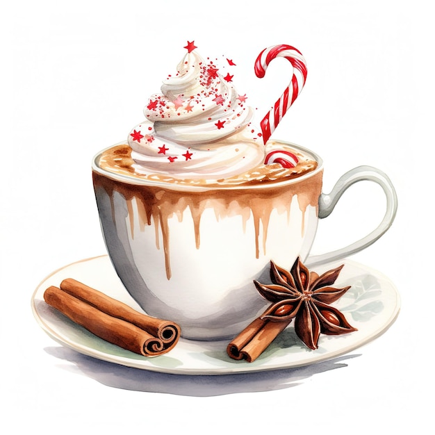 Christmas hot chocolate clipart white background