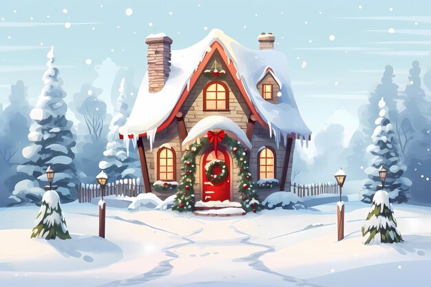 Christmas house exterior christmas decorations winter desktop background christmas card