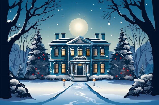 Christmas house exterior christmas decorations winter desktop background christmas card