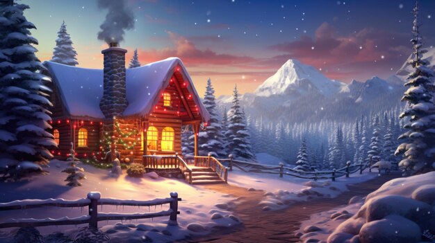 雪の中のクリスマスハウス
