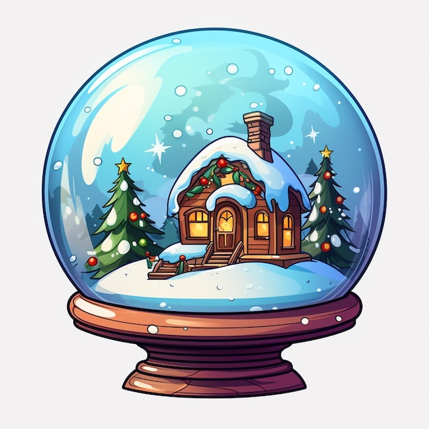 Christmas house in snow globe