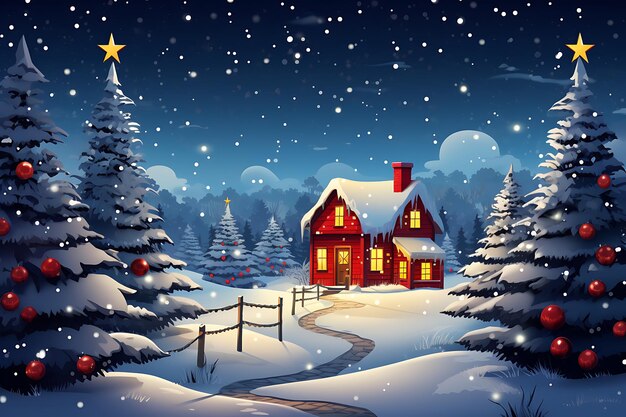 Photo christmas house and tree background