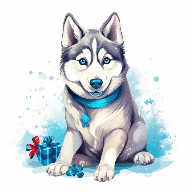 Photo christmas husky