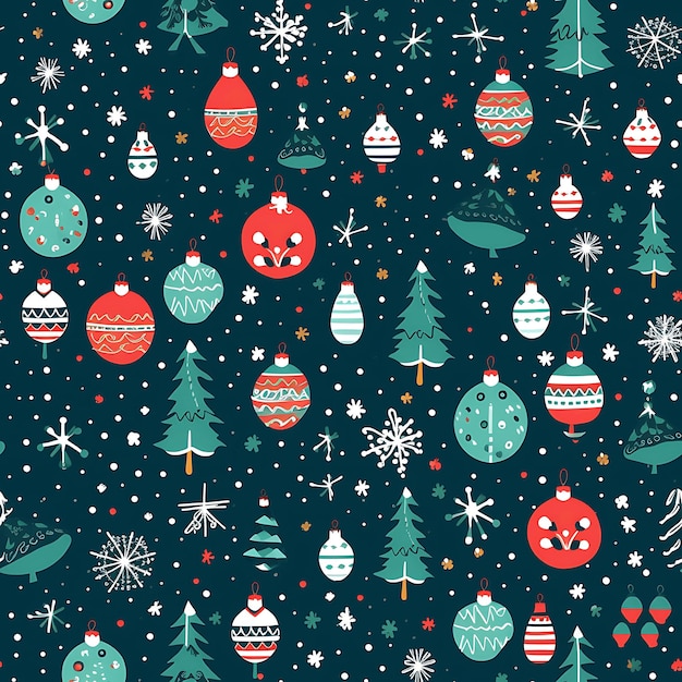 Photo christmas icons elements seamless pattern christmas and happy new year seamless pattern with christ