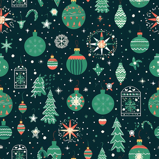 Photo christmas icons elements seamless pattern christmas and happy new year seamless pattern with christ