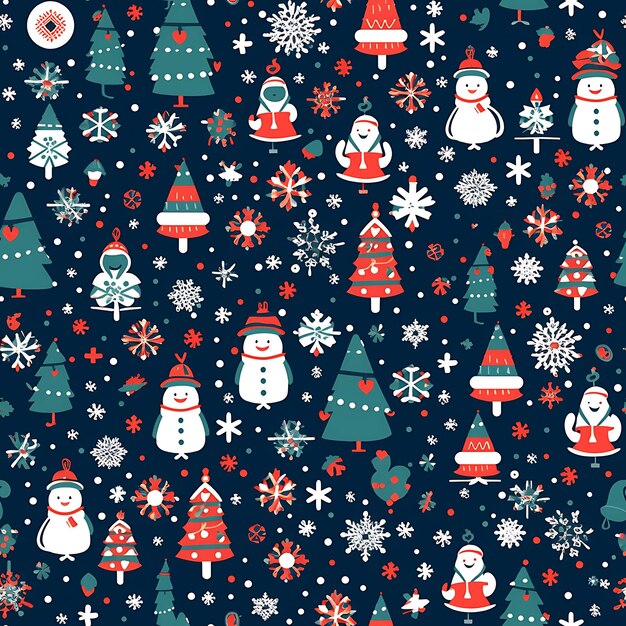 Photo christmas icons elements seamless pattern christmas and happy new year seamless pattern with christ