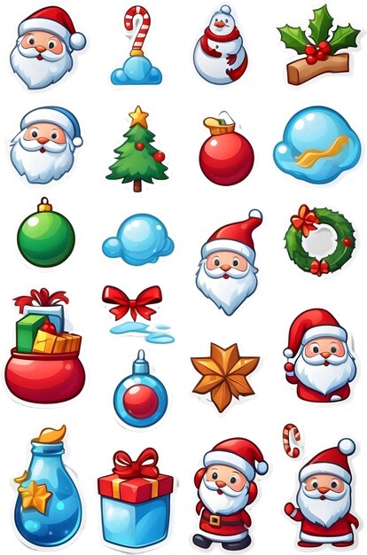 Christmas icons Festive symbols Holiday season Xmas decorations Christmas ornaments Winter holi