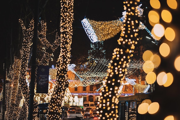 Christmas illuminated decorations in the street