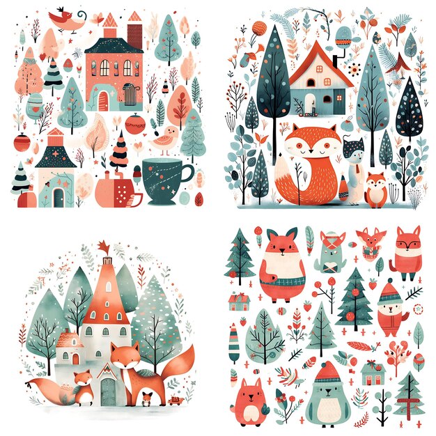 Christmas illustration of decoration elements