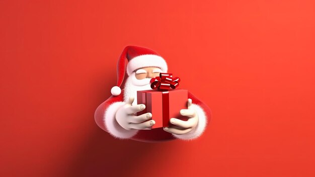 Christmas illustration Santa Giving present Generative Ai