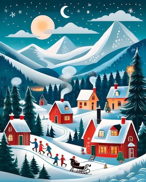 Photo christmas ilustration naive art