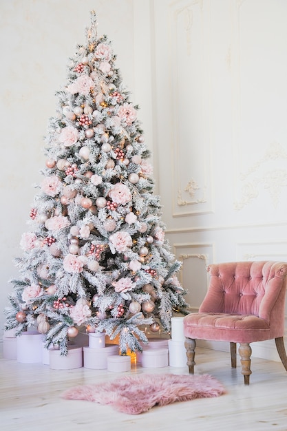 Christmas interior of a light room