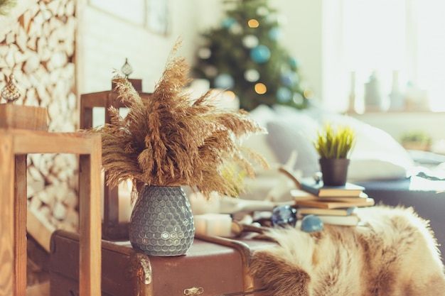 Natale. sala interna decorata