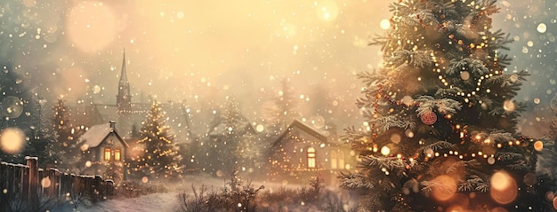 크리스마스가 마을에 오고 있으며, 이 시골의 배경은 부드럽고 꿈꾸는 스타일로 아름답습니다.