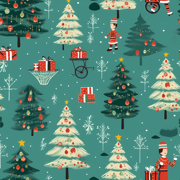 Christmas is here Varied Pattern Cartoon Illustration