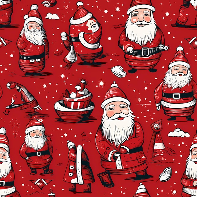 Christmas is here Varied Pattern of Santa Claus