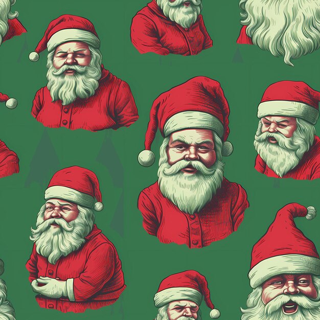 Christmas is here Varied Pattern of Santa Claus