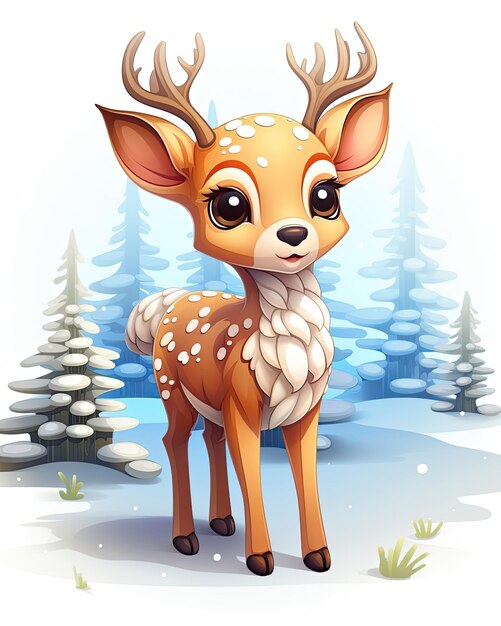 Photo christmas isometric anime beautiful deer
