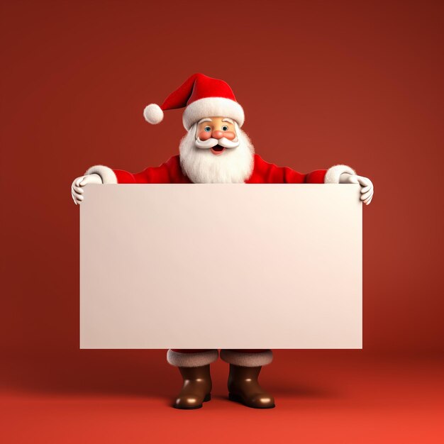 Christmas the kind santa claus in white gloves holds an empty cardboard