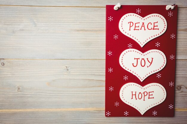 Christmas label with messages of peace, joy and hope