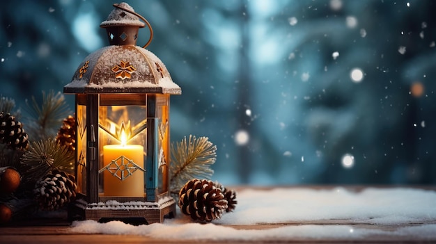 Рождественский фонарь снежные украшения ai сгенерировал рождественскую фоновую иллюстрацию на белом фоне