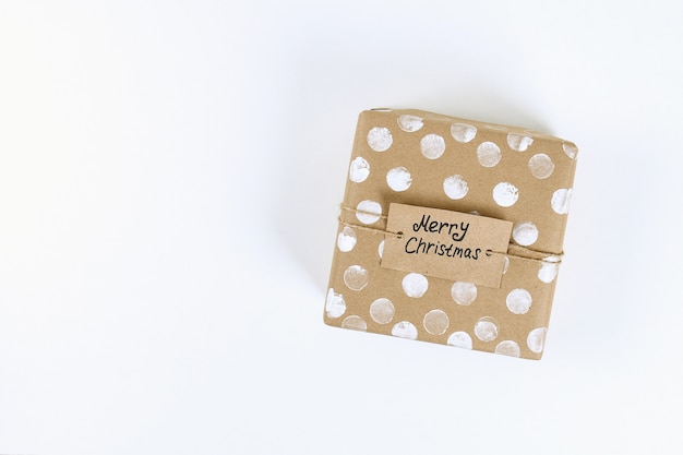 Photo christmas layout. original packaging of diy gifts on a white background. new year 2019, christmas