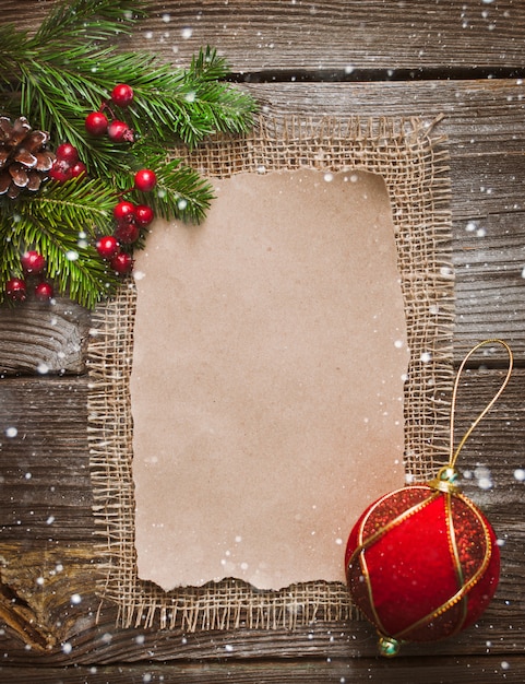 Christmas letter, list, congratulations on a wooden background. free space, mockup new Year.