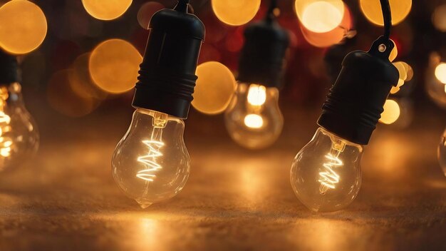 写真 クリスマス・ライト・ボケー (bokeh) とライト・バルブ (light bulbs) の背景がぼやけている