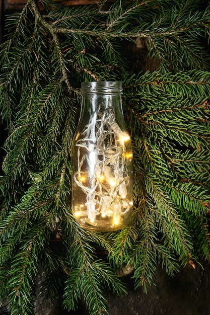 Christmas lights in bottle