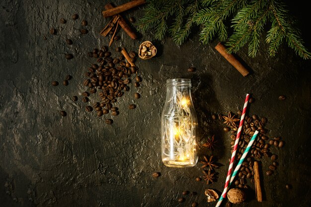 Christmas lights in bottle