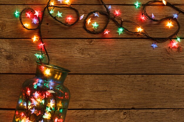 Christmas lights from glass jar