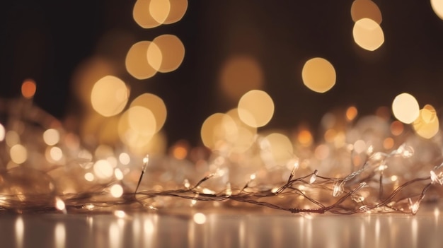 A christmas lights in front of a dark background