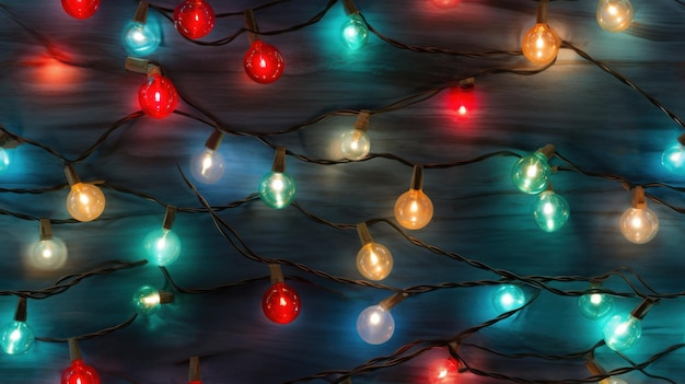 クリスマス ライトの花輪の背景のシームレスなパターンの壁紙