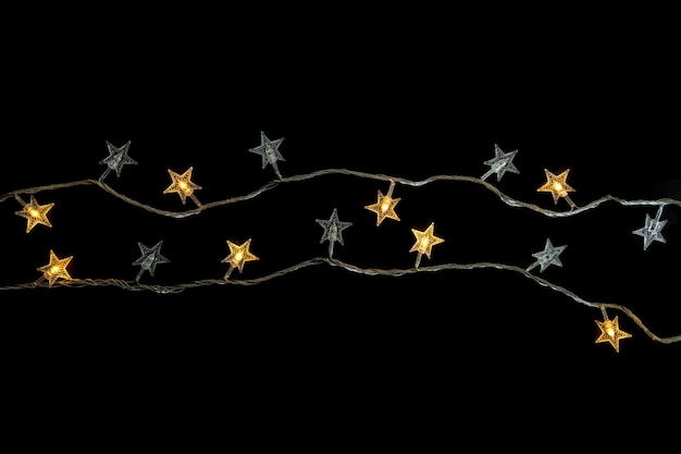 Photo christmas lights isolated on black background