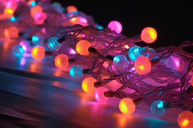 Christmas lights in the night Festive garlands
