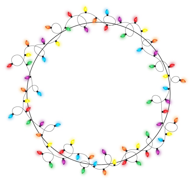 Christmas lights string isolated on white background vector