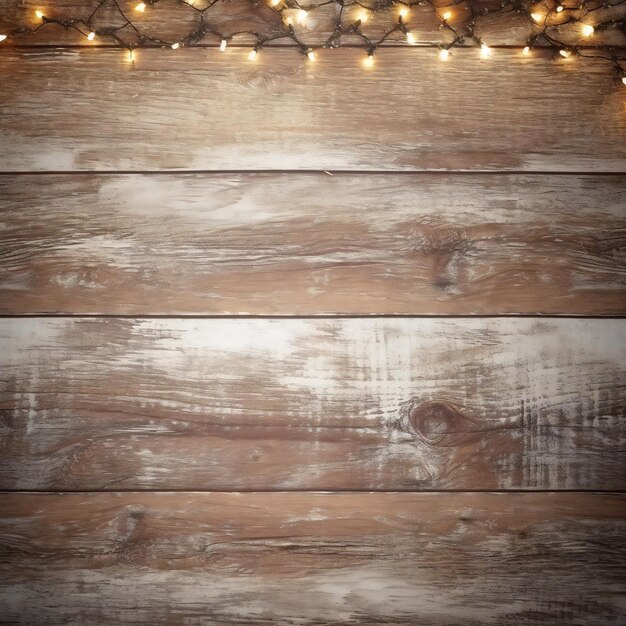 Christmas lights on a wooden background