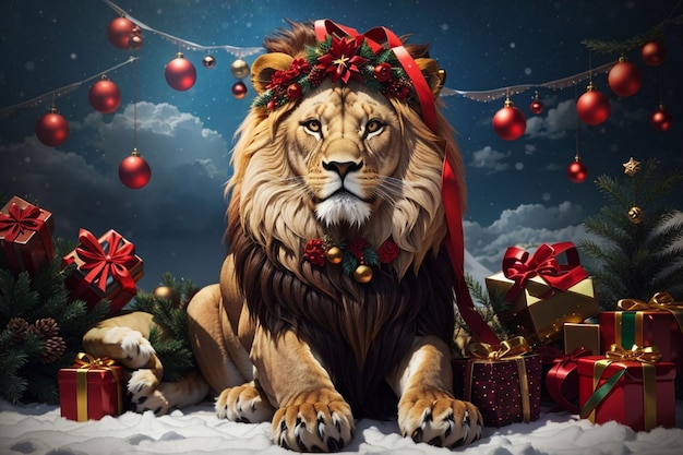 christmas lion background