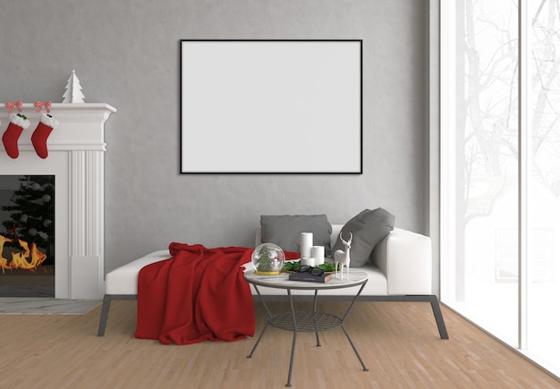 Christmas living room - art background - horizontal frame