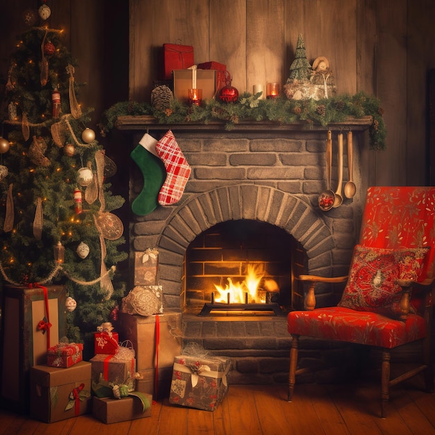 Christmas living room wallpaper