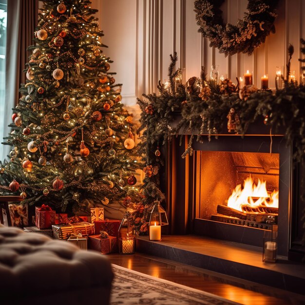 Christmas living room wallpaper