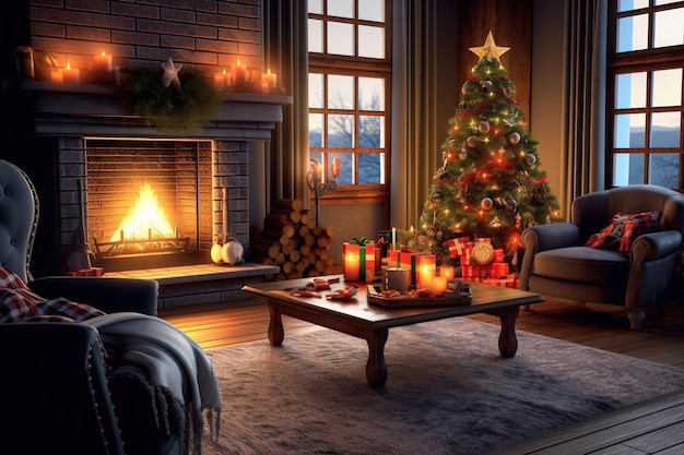 Christmas living room wallpaper