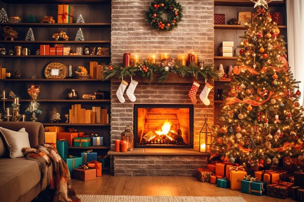 Christmas living room wallpaper