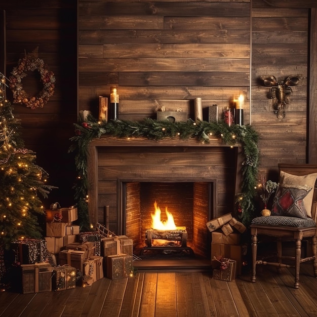 Christmas living room wallpaper