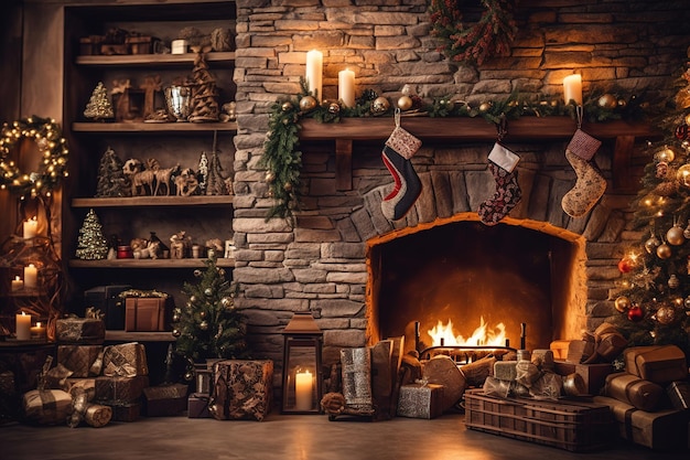 Christmas living room wallpaper