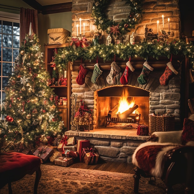 Christmas living room wallpaper