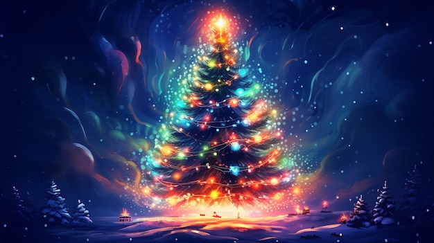 Christmas magic tree background illustration