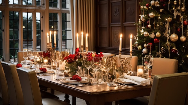 Photo christmas at the manor english countryside decoration and festive interior decor